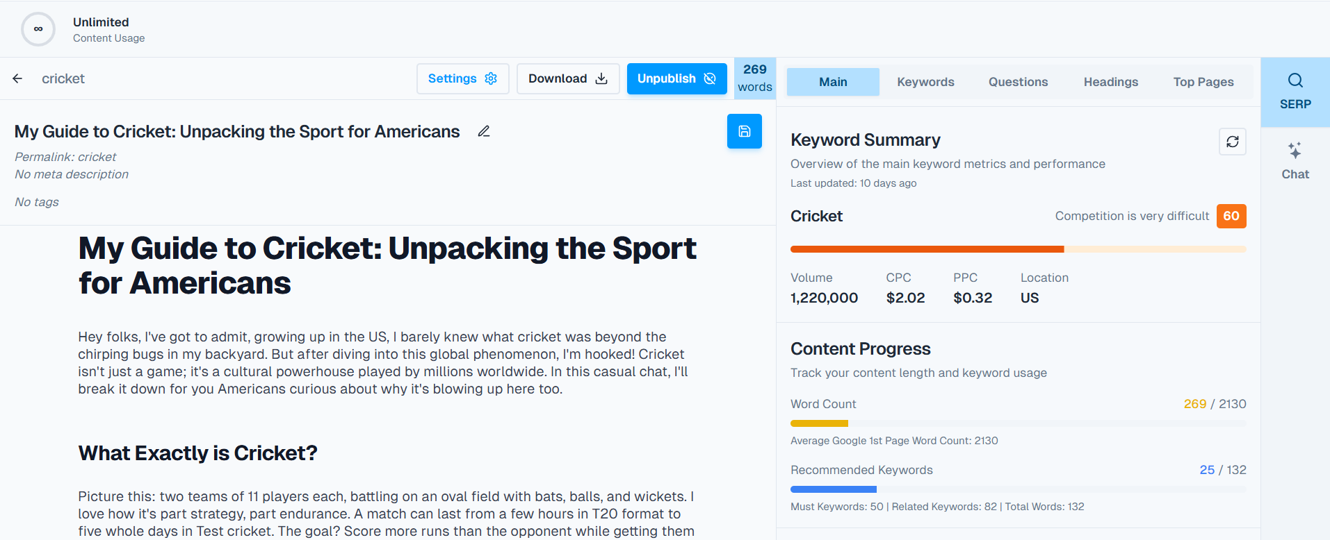 Content Assistant Interface